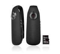 Tkiplay Mini cámara corporal con grabación de audio y vídeo, cámara HD 1080P, cámara pequeña de cuerpo de policía, cámara POV portátil con clip con tarjeta SD de 32G, detección de movimiento