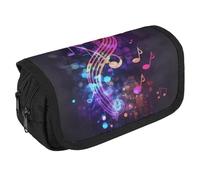 TKJMCSW Estuche de gran capacidad con cremallera, colorido Galaxy Music, estuche multifuncional con 3 compartimentos, bolsa de maquillaje de tela para adultos, para mujeres y hombres, organizador de