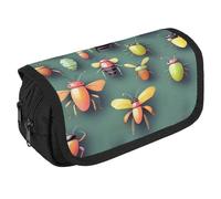 TKJMCSW Estuche de gran capacidad con cremallera para lápices Atlas de insectos, multifuncional, con 3 compartimentos, bolsa de maquillaje de tela para adultos, para mujeres y hombres, organizador de