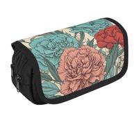 TKJMCSW Estuche de gran capacidad con cremallera para lápices de claveles, multifuncional, con 3 compartimentos, bolsa de maquillaje de tela para adultos, para mujeres y hombres, organizador de