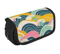 TKJMCSW Estuche para lápices de gran capacidad con cierre retro japonés, estuche multifuncional con 3 compartimentos para adultos, bolsa de maquillaje para mujeres y hombres, organizador de