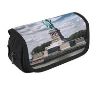 TKJMCSW Estuche para lápices de gran capacidad con cierre Statue of Liberty In NYC Estuche multifuncional con 3 compartimentos para adultos, bolsa de maquillaje para mujeres y hombres, organizador de