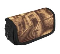 TKJMCSW Estuche para lápices de gran capacidad con cremallera, vintage, medieval, estuche multifuncional con 3 compartimentos, bolsa de maquillaje de tela para adultos, para mujeres y hombres