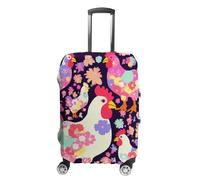 TKJMCSW - Funda de equipaje de pollo con corazón de flores, aprobada por la Tsa para equipaje elástico, lavable, fundas antiarañazos, fundas de equipaje de viaje, funda protectora para veliz de 19 a