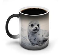 TKJMCSW - Taza de café con sello de arpa de 11 onzas, taza de café que cambia de color, con asa, taza mágica sensible al calor para mujeres y hombres, divertida taza de cerámica para té, leche y cacao