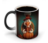TKJMCSW - Taza de café de 11 onzas con cambio de color de pavo de Acción de Gracias, tazas de café que cambian de calor con asa, taza mágica sensible al calor para mujeres y hombres, divertida taza de