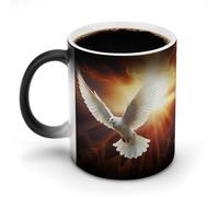 TKJMCSW - Taza de café de 11 onzas de Dove Sun Art que cambia de color, tazas de café que cambian de calor con asa, taza mágica sensible al calor para mujeres y hombres, divertida taza de cerámica