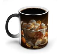 TKJMCSW Taza de café de 325 ml, cesta de pan, tazas de café que cambian de color, tazas de café que cambian de calor con asa, taza mágica sensible al calor para mujeres y hombres, divertida taza de