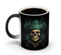 TKJMCSW Taza de café de 325 ml con diseño de calavera pirata que cambia de color, tazas de café que cambian de calor con asa, taza mágica sensible al calor para mujeres y hombres, divertida taza de