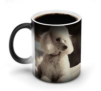 TKJMCSW Taza de café de 325 ml con diseño de caniche francés que cambia de color, tazas de café que cambian de calor con asa, taza mágica sensible al calor para mujeres y hombres, divertida taza de