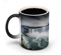 TKJMCSW Taza de café de 325 ml con diseño de las Cataratas del Niágara, tazas de café que cambian de color con asa, taza mágica sensible al calor para mujeres y hombres, divertida taza de cerámica