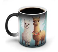 TKJMCSW Taza de café de 325 ml con diseño de llama, alpaca que cambia de color, tazas de café que cambian de calor con asa, taza mágica sensible al calor para mujeres y hombres, divertida taza de