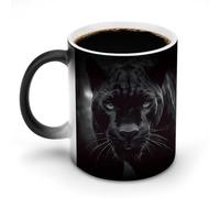 TKJMCSW Taza de café de 325 ml con diseño de pantera animal que cambia de color, tazas de café que cambian de calor con asa, taza mágica sensible al calor para mujeres y hombres, divertida taza de