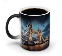 TKJMCSW Taza de café de 325 ml, diseño de Tower Bridge en Londres, tazas de café que cambian de color, tazas de café que cambian de calor con asa, taza mágica sensible al calor para mujeres y hombres