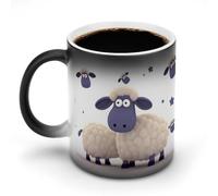TKJMCSW Taza de café de oveja de 325 ml, tazas de café que cambian de color, tazas de café que cambian de calor con asa, taza mágica sensible al calor para mujeres y hombres, divertida taza de