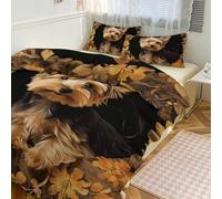 TKJMCSW Yorkshire Terrier in The Cave - Juego de funda de edredón, juego de ropa de cama Queen, juego de ropa de cama, 1 edredón reversible y 2 fundas de almohada de 86 x 70 pulgadas