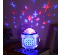 TKMARS Despertador Infantil con Proyector de Estrellas, Despertador Digital con 7 Colores Luz Nocturna, Reloj con Pantalla de Fecha y Hora, LED Luminosa y Musical, Cumpleaños para Niños Niñas