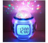 TKMARS Despertador Infantil Dormir Reloj Cambio De Color Estrella Cielo Estrellas Música De Proyección Digital Reloj con Fondo Luz Nocturna Calendario Termómetro para Niños Niños
