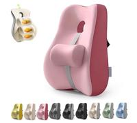 TKNIBEEN Lumbraze Lumbar Support Cushion, Lumbar Support Pillow for Chair, Back Support Pillow for Office Chair, For All-Day Comfort, with Adjustable Slider, for Office, Car Seat (Pink)