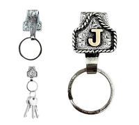 TKNIBEEN Vintage Letter Keychain, Western Keychains, Western Cowboy Letter Keychain Clip, 26 Letters Handmade Letter Key Holder (J)