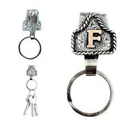 TKNIBEEN Vintage Letter Keychain, Western Keychains, Western Cowboy Letter Keychain Clip, 26 Letters Handmade Letter Key Holder (F)
