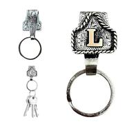 TKNIBEEN Vintage Letter Keychain, Western Keychains, Western Cowboy Letter Keychain Clip, 26 Letters Handmade Letter Key Holder (L)