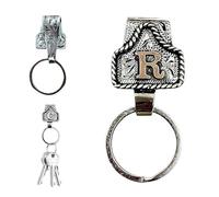 TKNIBEEN Vintage Letter Keychain, Western Keychains, Western Cowboy Letter Keychain Clip, 26 Letters Handmade Letter Key Holder (R)