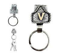 TKNIBEEN Vintage Letter Keychain, Western Keychains, Western Cowboy Letter Keychain Clip, 26 Letters Handmade Letter Key Holder (V)