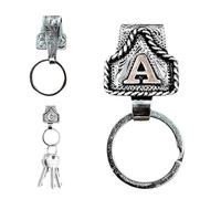 TKNIBEEN Vintage Letter Keychain, Western Keychains, Western Cowboy Letter Keychain Clip, 26 Letters Handmade Letter Key Holder (A)