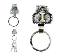 TKNIBEEN Vintage Letter Keychain, Western Keychains, Western Cowboy Letter Keychain Clip, 26 Letters Handmade Letter Key Holder (I)