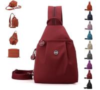 TKNIBEEN Waterproof 2-Way Commuter Bag, Sling Purses for Women, Leather Sling Bag, Convertible Backpack Tote, Comfortable Carrying (Red)