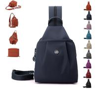 TKNIBEEN Waterproof 2-Way Commuter Bag, Sling Purses for Women, Leather Sling Bag, Convertible Backpack Tote, Comfortable Carrying (Sapphire Blue)