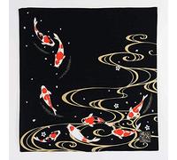 TKONE - FUROSHIKI - Envoltura tradicional japonesa (NISHIKIGOI) - 48.3 x 48.3 cm - Negro - Carpa saltando y cascada - Cumpleaños - Regalar