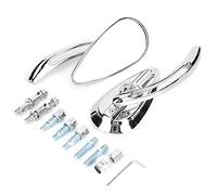 TKSE Espejos retrovisores cromados para motocicleta, Reflector de manillar en forma de lágrima de calavera de rosca de 8mm y 10mm para bicicleta de carretera, Scooter Cruiser, 2 ud