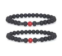 TKSTYLE Tobillera de obsidiana negra antiinflamatoria de 2 piezas, tobillera con imán de pérdida de peso ajustable, tobillera magnética adelgazante para el cuidado de la salud (rojo)