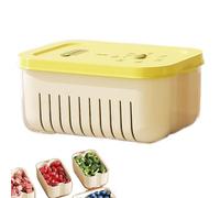 Tktouci Contenedores de almacenamiento de frutas para, caja de ahorro con cesta de drenaje, contenedor de almacenamiento de bayas para refrigerador, apilable, para preparación de comidas