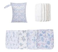 Tktouci Pañales de tela reutilizables, pañales lavables para bebés | Pañales para bebés de tela lavable ajustable | Lineros absorbentes y transpirables con 4 insertos y 1 húmeda para niños pequeños
