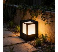 TkTsjtle Farolas de exterior IP54, lámpara de pie impermeable, luces de pilar vintage de aluminio negro con casquillo E26 y pantalla de acrílico esmerilado para decoración, valla, terraza, jardín.