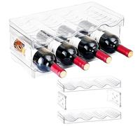 Tkxjry 2 Set Organizador de Botellas, vinos con Capacidad para 8 Botellas, Botellero Frigorifico Apilable, Soporte para Botellas de Vino, para Nevera Armario Despensa Oficina Almacenar Salones Cocina