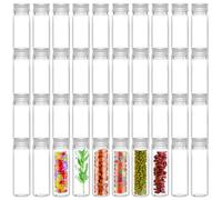 Tkxjry 40 Piezas Tubos de Ensayo de Plástico con Gorras, 20ml Tubos Transparentes de Sal de Bañ, con Tapa de Rosca, Para Flores, Cuentas, Caramelos, Laboratorio