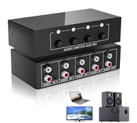 Tkxjry Conmutador de Audio AUX, Conmutador de Audio 4 en 1 Salida, Caja de interruptores de Audio Auxiliar de 3,5 mm + RCA L/R, Audio Pasivo Stereo Selector para Amplificador de Auriculares