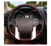 Tkxvcejv For Toyota For Land For Cruiser For Prado 2010 4.0L Automatic TX Customized Car Steering Wheel Cover Hand Suture Leather Non-Slip Funda Volante Coche(Black Wood Style)