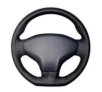 Tkxvcejv para Peugeot 301 Negro Suave Cuero Artificial Cubiertas Volante Envoltura Funda Volante Coche(Red Thread)