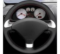 Tkxvcejv para Peugeot 307 CC 2004-2009 307 SW 2004-2009 407 407 SW 2004-2009 Cubiertas Volante Coche Cuero Artificial Negro Suave Funda Volante Coche(Red Thread)
