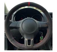 Tkxvcejv para VW para Golf 6 MK6 para Poio para Sagitar para Bora para Santana para Jetta Protector Gamuza Volante Coche Diseño Interior Funda Volante Coche(Black Thread)