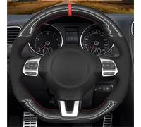 Tkxvcejv para VW para Golf 6 para GTI MK6 para Polo para GTI para Scirocco R para Passat CC para Line 2010 Protector Volante Coche Gamuza Negra Funda Volante Coche(E)