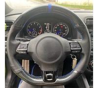 Tkxvcejv para VW para Golf 6 para GTI MK6 para Polo para GTI para Scirocco R para Passat CC para Line 2010 Protector Volante Coche Gamuza Negra Funda Volante Coche(C)