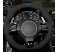 Tkxvcejv para VW para Golf 6 para GTI MK6 para Polo para GTI para Scirocco R para Passat CC para Line 2010 Protector Volante Coche Gamuza Negra Funda Volante Coche(F)