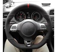 Tkxvcejv para VW para Golf 6 para GTI MK6 para Polo para GTI para Scirocco R para Passat CC para Line 2010 Protector Volante Coche Gamuza Negra Funda Volante Coche(H)