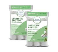 TL Care Rondas de algodón 100% premium (600 unidades) con recipiente de viaje, sin pelusas, ultra suaves y absorbentes, almohadillas de algodón de 3 capas para eliminación de rostro y maquillaje